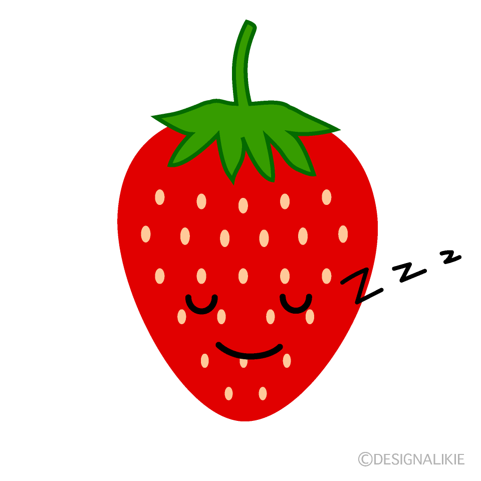 可愛い寝るイチゴのフリーイラスト素材 Illustcute