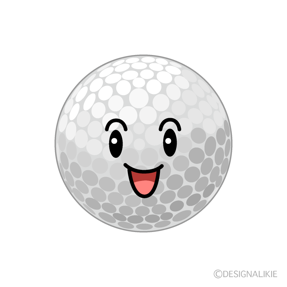 かわいい笑顔のゴルフボールのイラスト素材 Illustcute