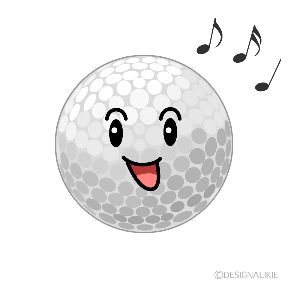 かわいい歌うゴルフボールのイラスト素材 Illustcute