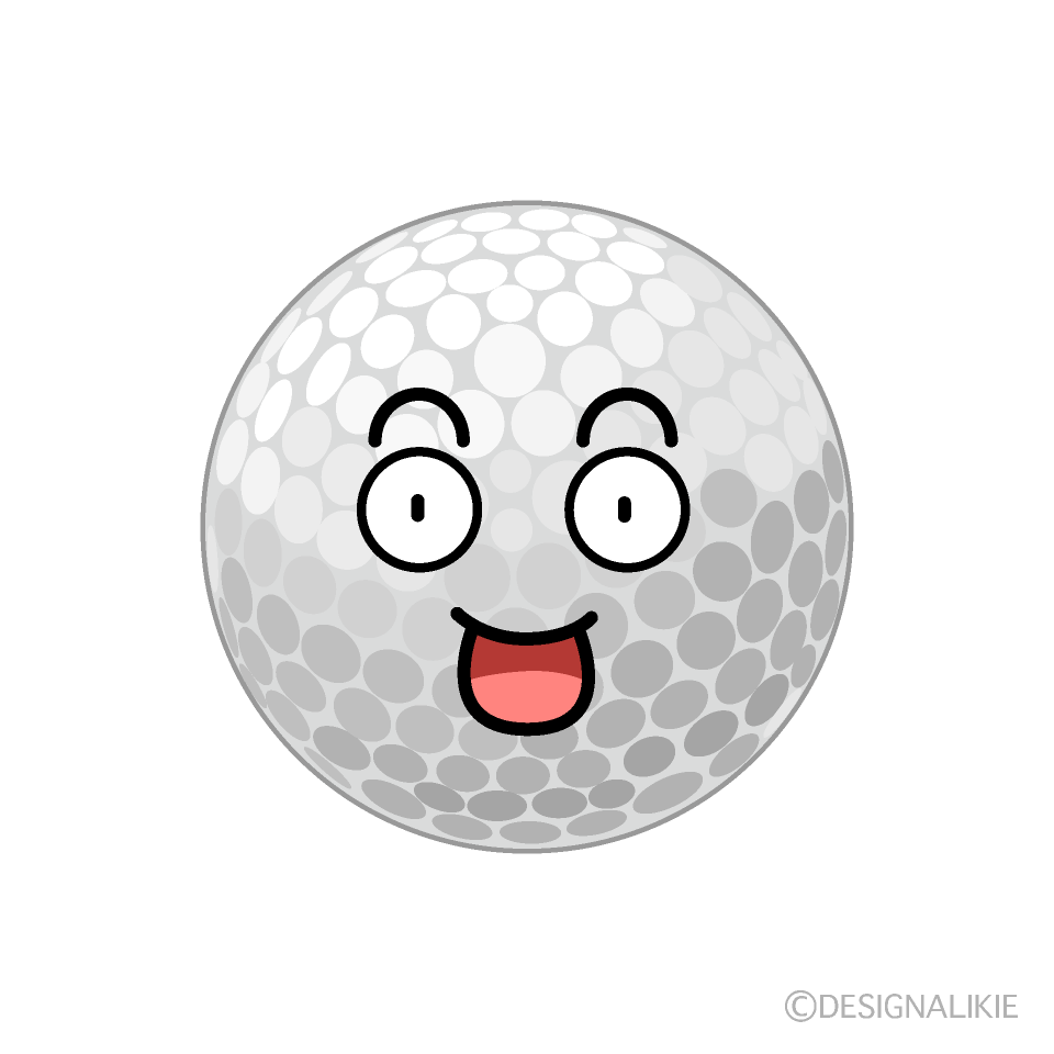 かわいい驚くゴルフボールのイラスト素材 Illustcute