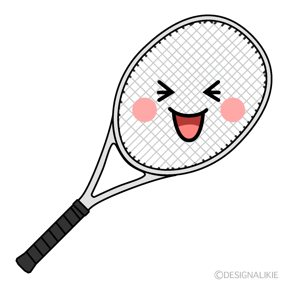 かわいい笑うテニスラケットのイラスト素材 Illustcute