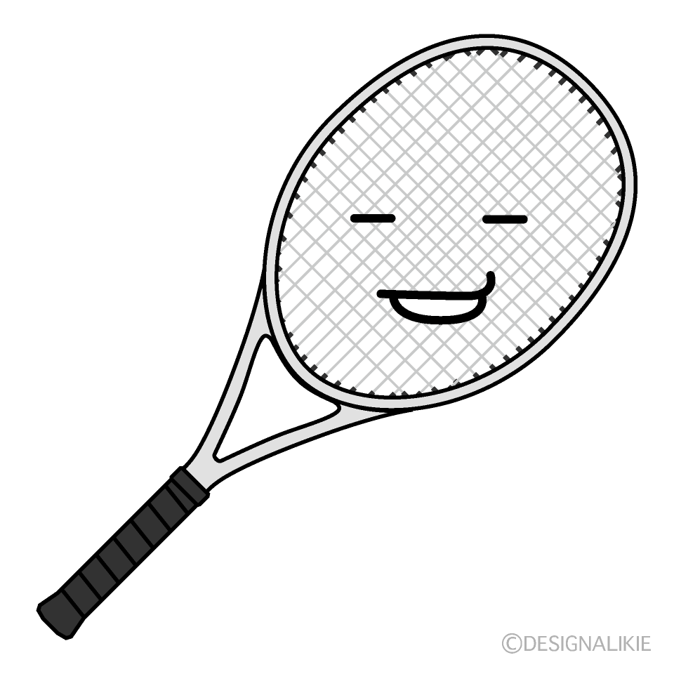 かわいいニヤリのテニスラケットのイラスト素材 Illustcute