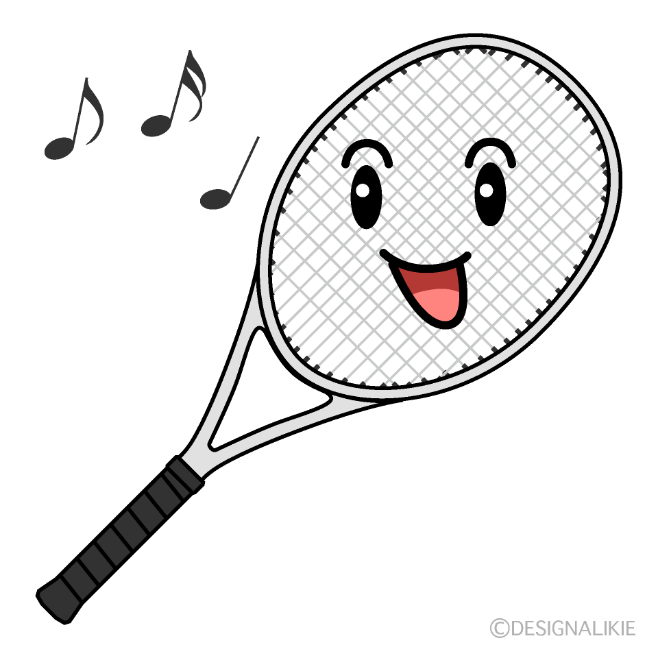 かわいい歌うテニスラケットのイラスト素材 Illustcute