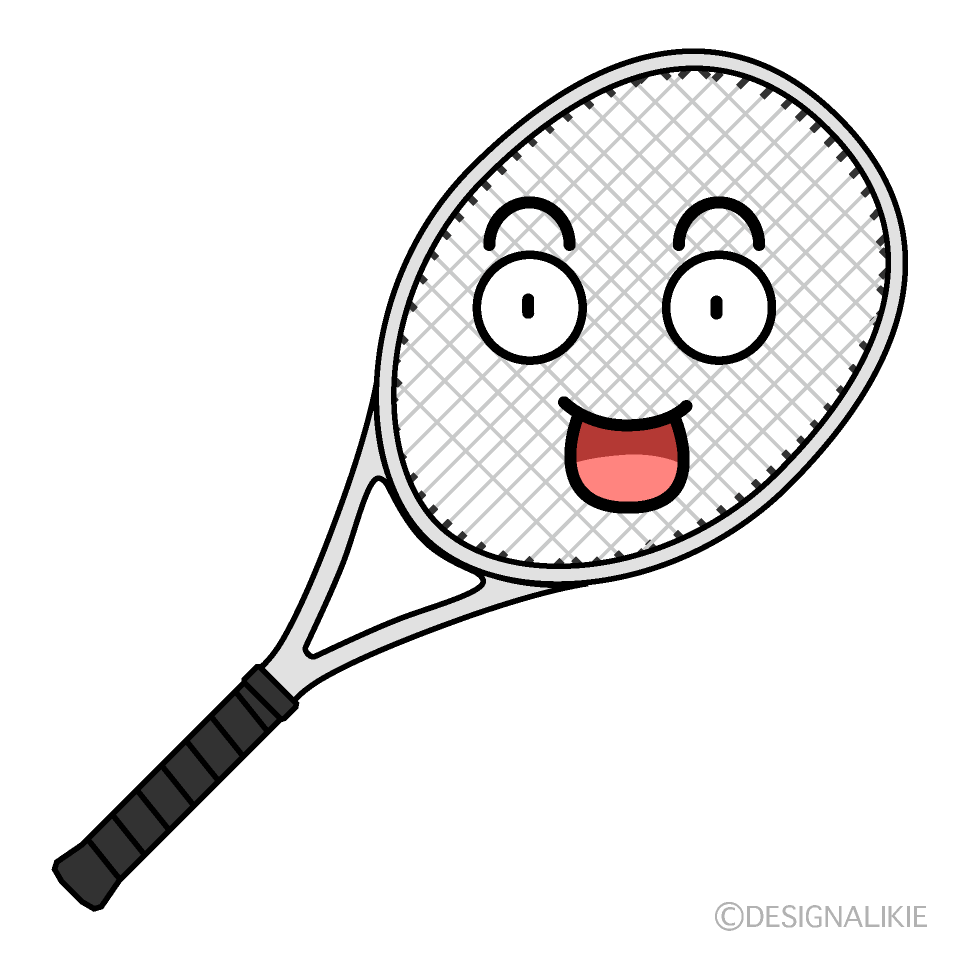 かわいい驚くテニスラケットのイラスト素材 Illustcute