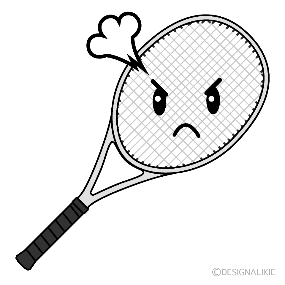 かわいい怒るテニスラケットのイラスト素材 Illustcute
