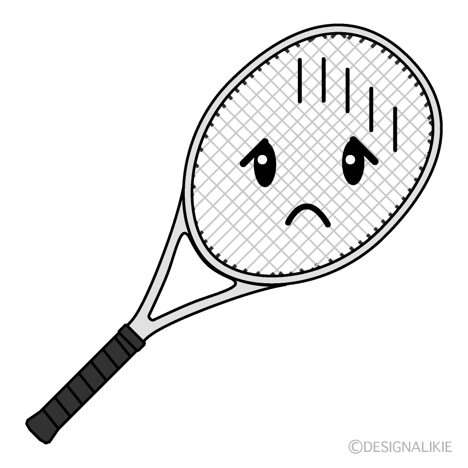 かわいい落ち込むテニスラケットのイラスト素材 Illustcute