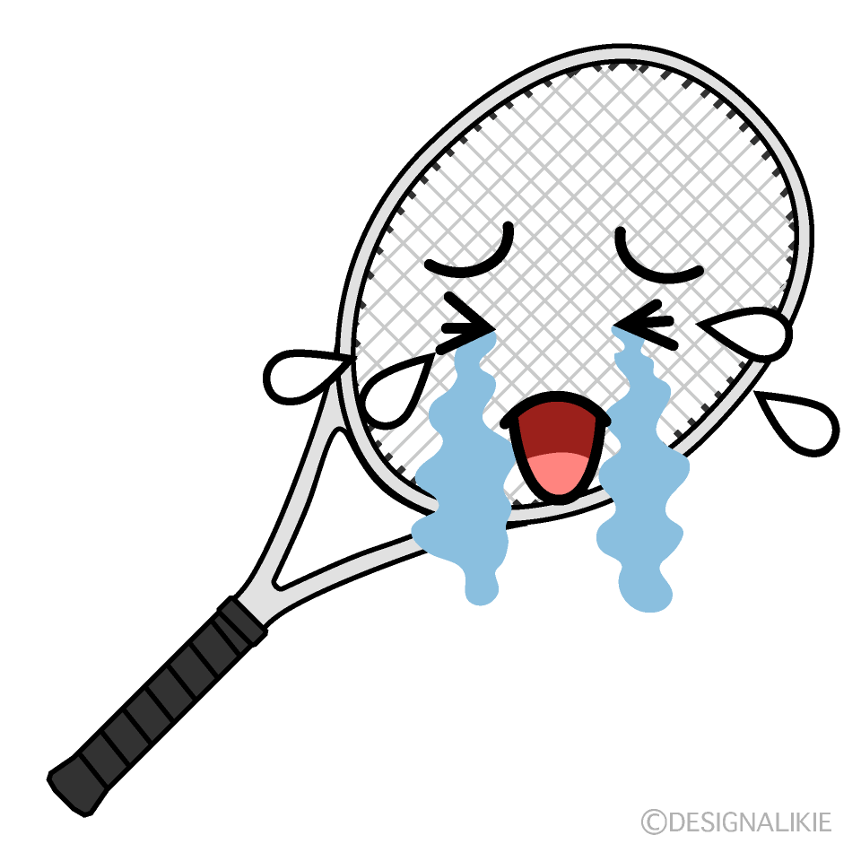 かわいい泣くテニスラケットのイラスト素材 Illustcute