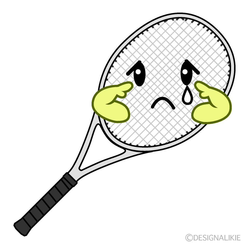 かわいい悲しいテニスラケットのイラスト素材 Illustcute