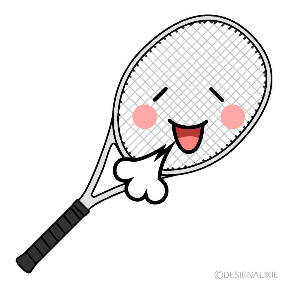 かわいいリラックスするテニスラケットのイラスト素材 Illustcute