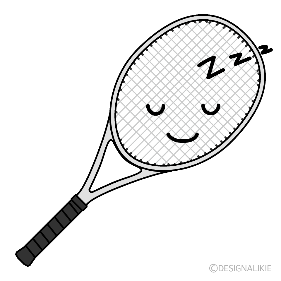 かわいい寝るテニスラケットイラスト