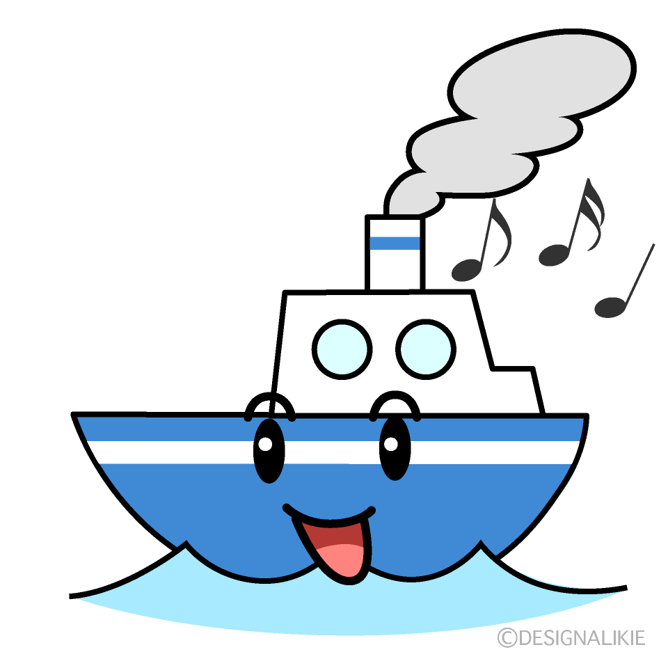 かわいい歌う船のイラスト素材 Illustcute