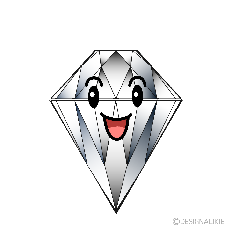かわいい笑顔のダイヤモンドのイラスト素材 Illustcute
