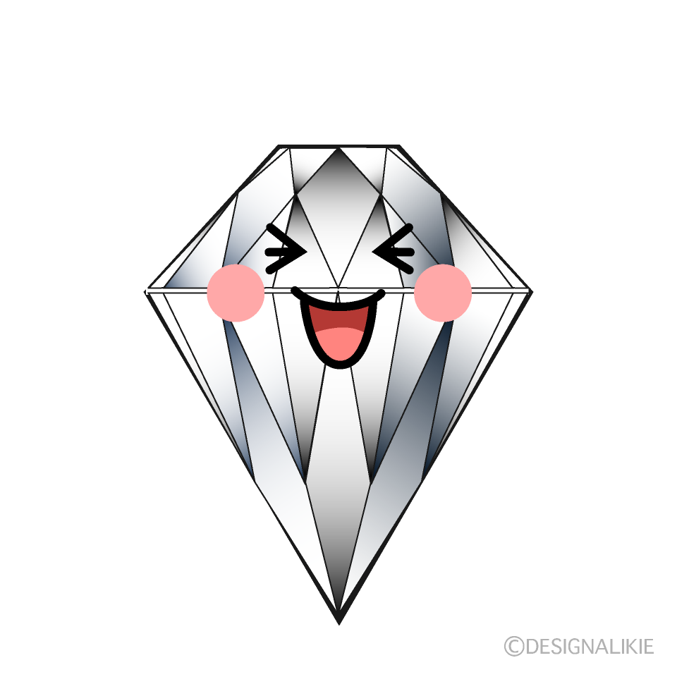 かわいい笑うダイヤモンドのイラスト素材 Illustcute
