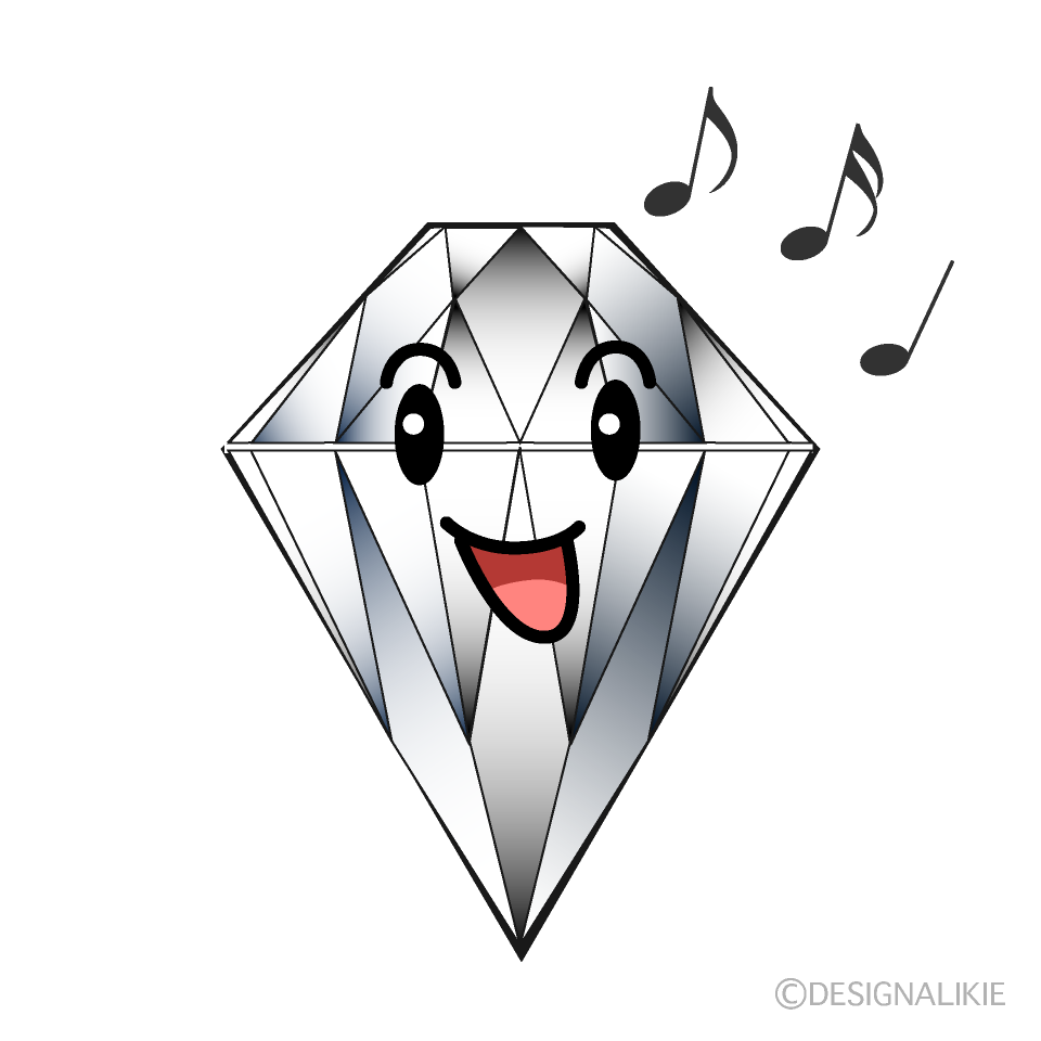 かわいい歌うダイヤモンドのイラスト素材 Illustcute