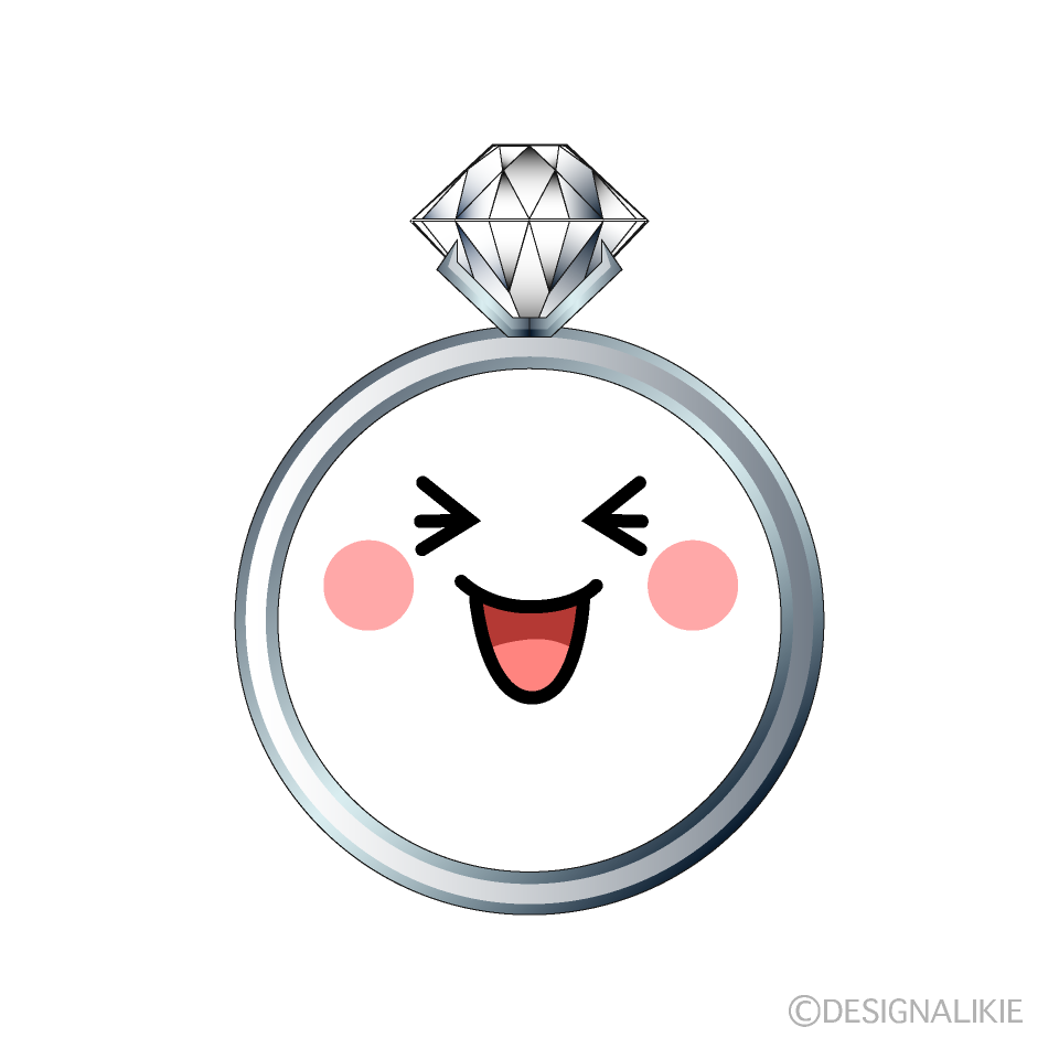 かわいい笑うダイヤモンド指輪イラスト