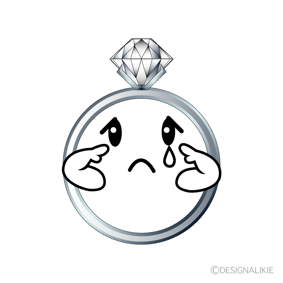 かわいい悲しいダイヤモンド指輪のイラスト素材 Illustcute