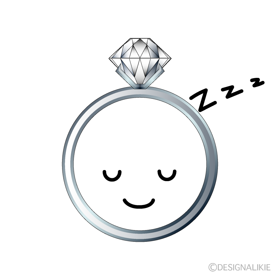 かわいい寝るダイヤモンド指輪イラスト
