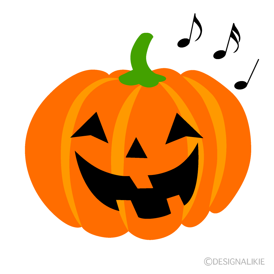 かわいい歌うハロウィンかぼちゃのイラスト素材 Illustcute