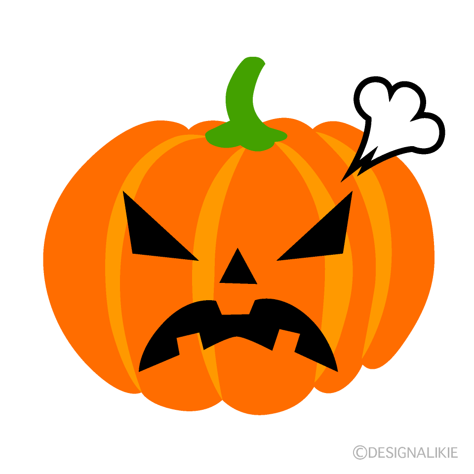 かわいい怒るハロウィンかぼちゃのイラスト素材 Illustcute