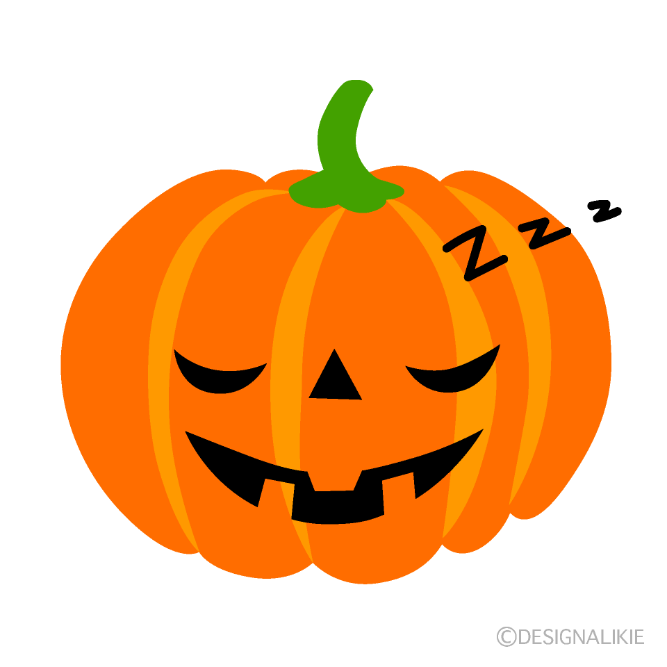 かわいい寝るハロウィンかぼちゃイラスト