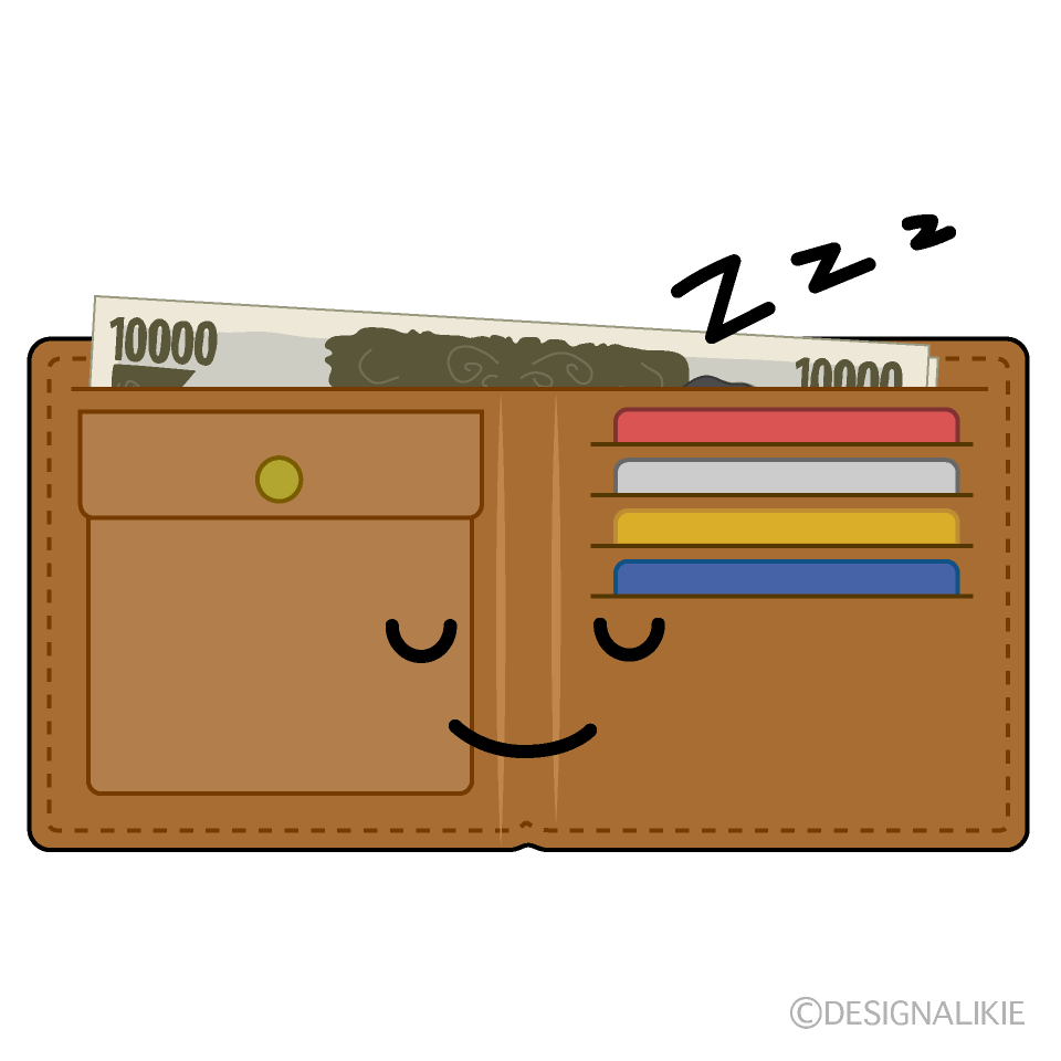 かわいい寝る財布イラスト