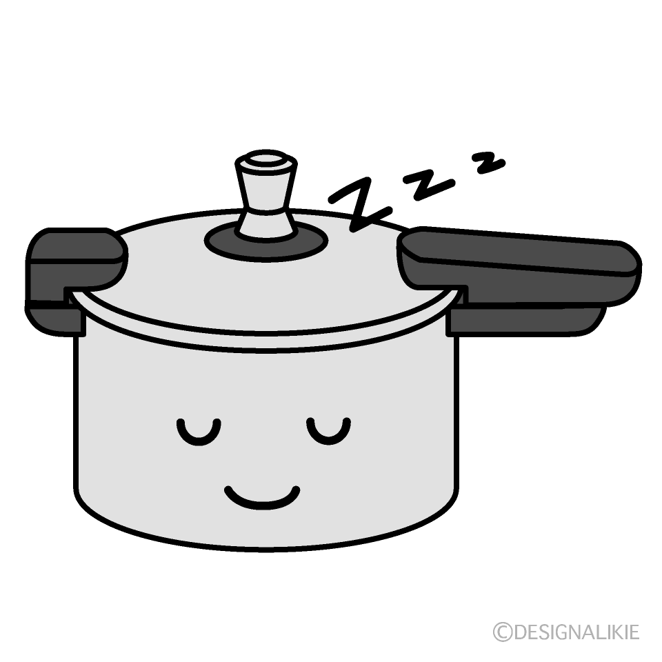 かわいい寝る圧力鍋のイラスト素材 Illustcute