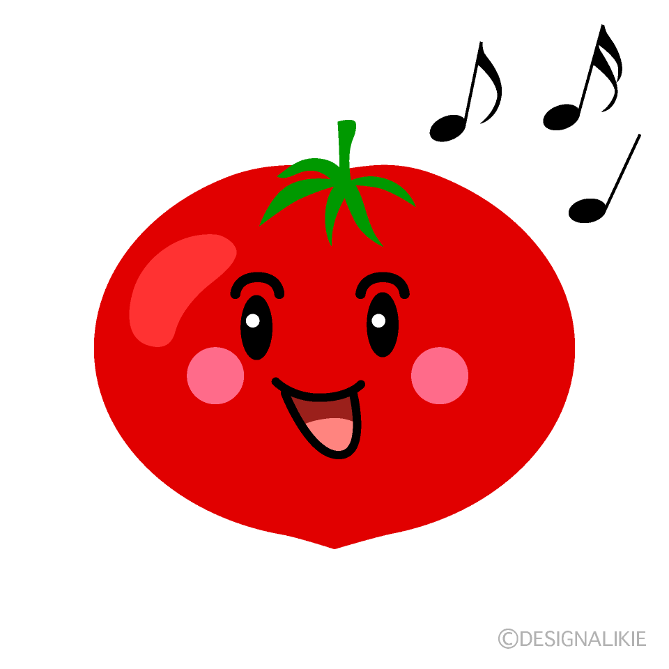 かわいい歌うトマトのイラスト素材 Illustcute