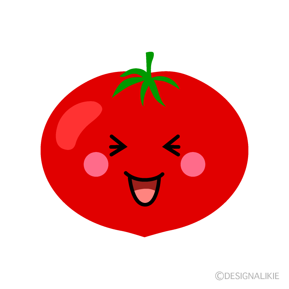 かわいい笑うトマトイラスト