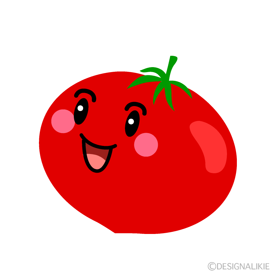 かわいい笑顔のトマトイラスト