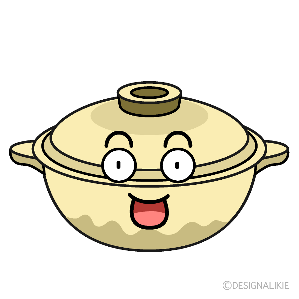 かわいい驚く土鍋のイラスト素材 Illustcute