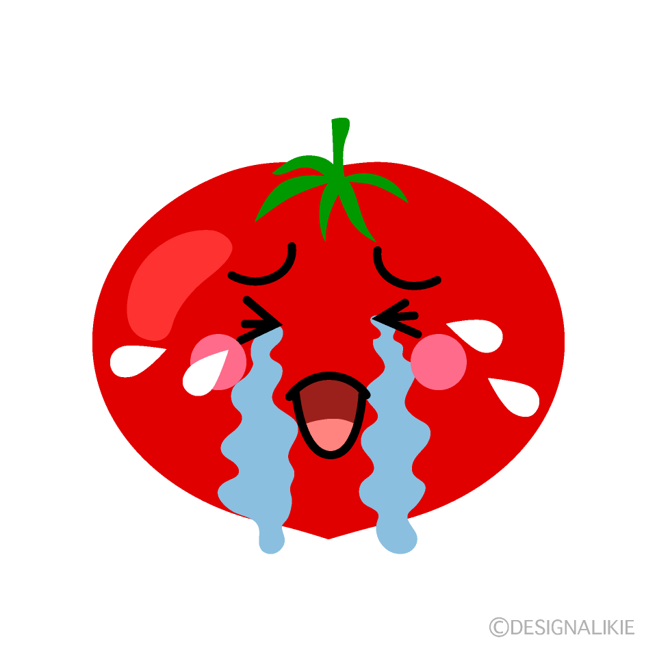 かわいい泣くトマトのイラスト素材 Illustcute