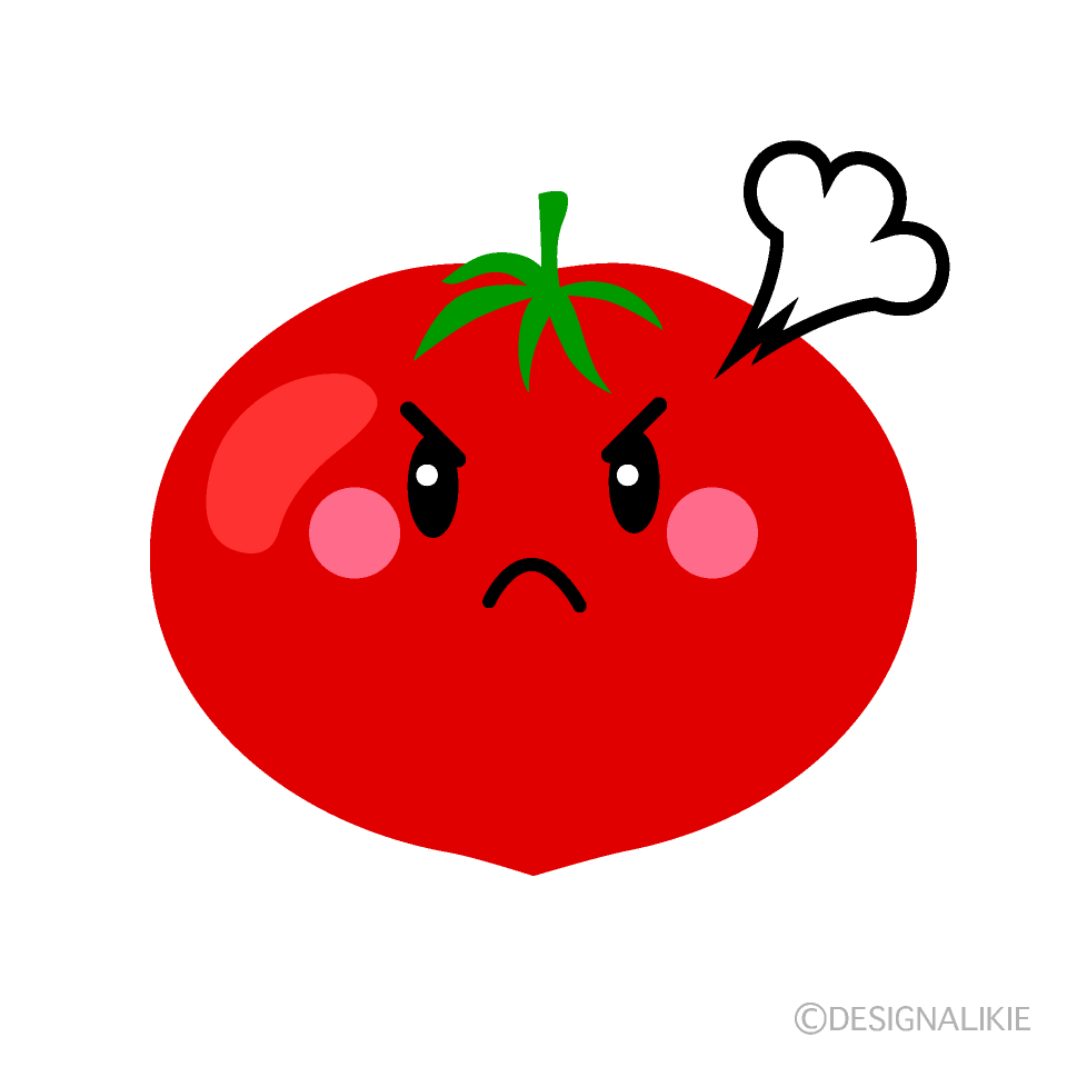 かわいい怒るトマトイラスト