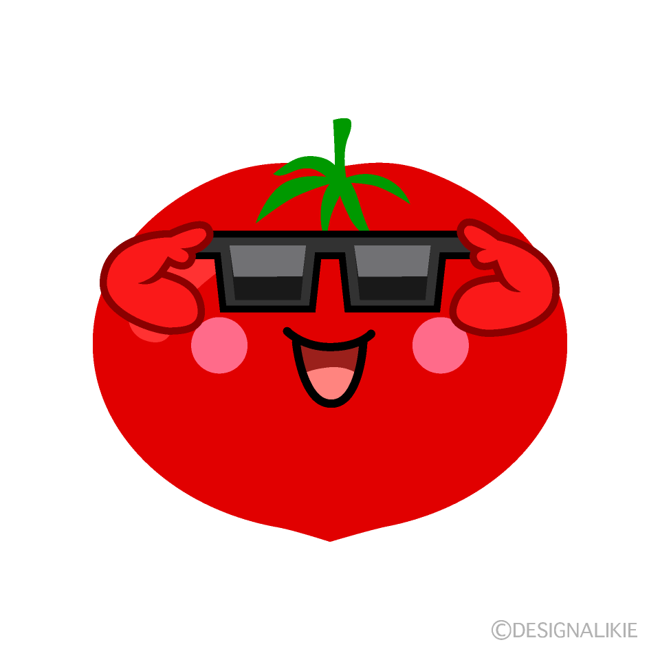 かわいいサングラスのトマトイラスト