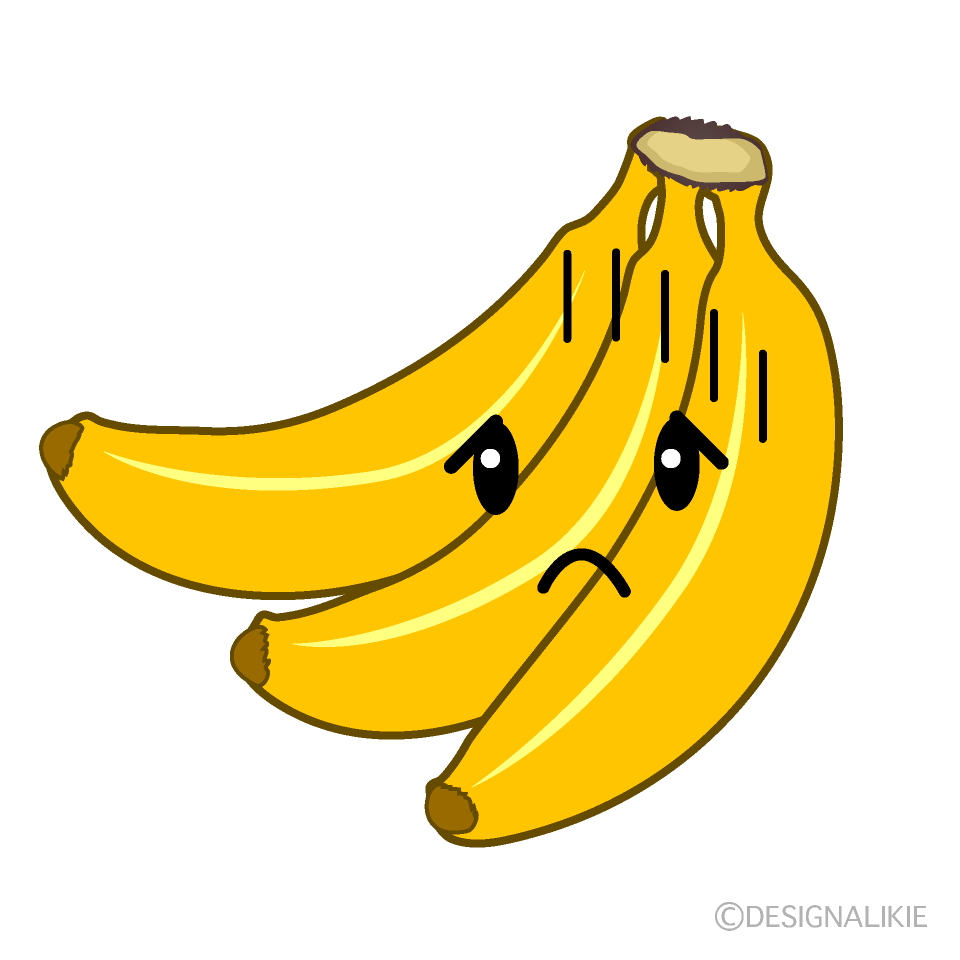 かわいい落ち込むバナナ房イラスト