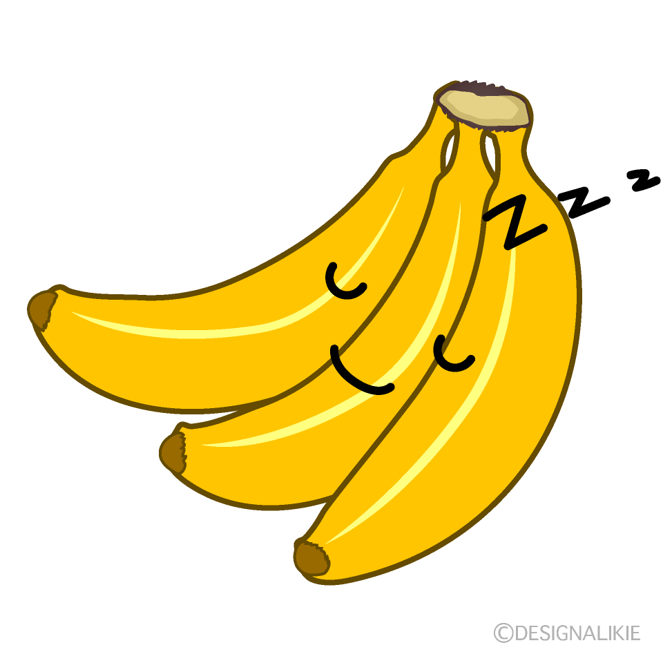 かわいい寝るバナナ房のイラスト素材 Illustcute