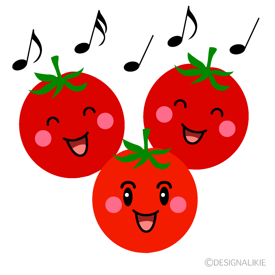 かわいい歌うミニトマトのイラスト素材 Illustcute