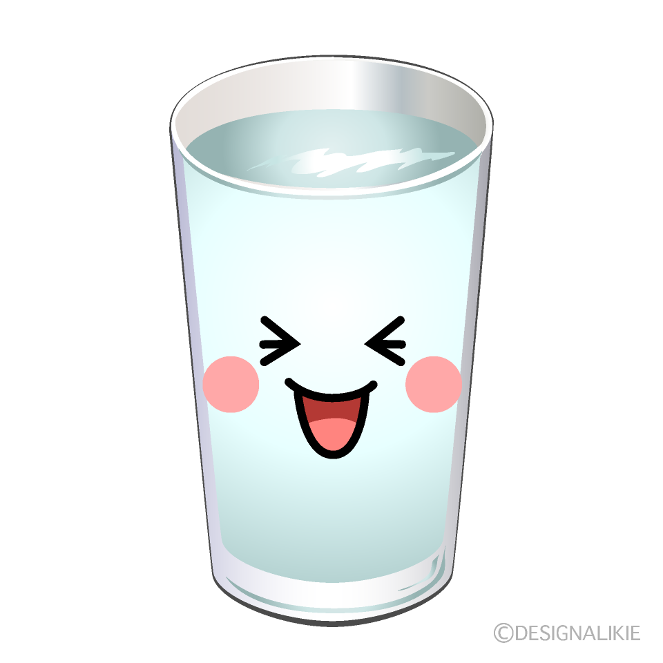 かわいい笑う水グラスイラスト