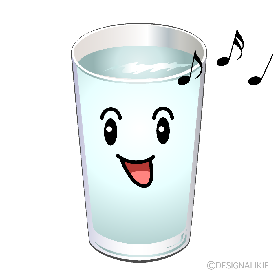 かわいい歌う水グラスイラスト
