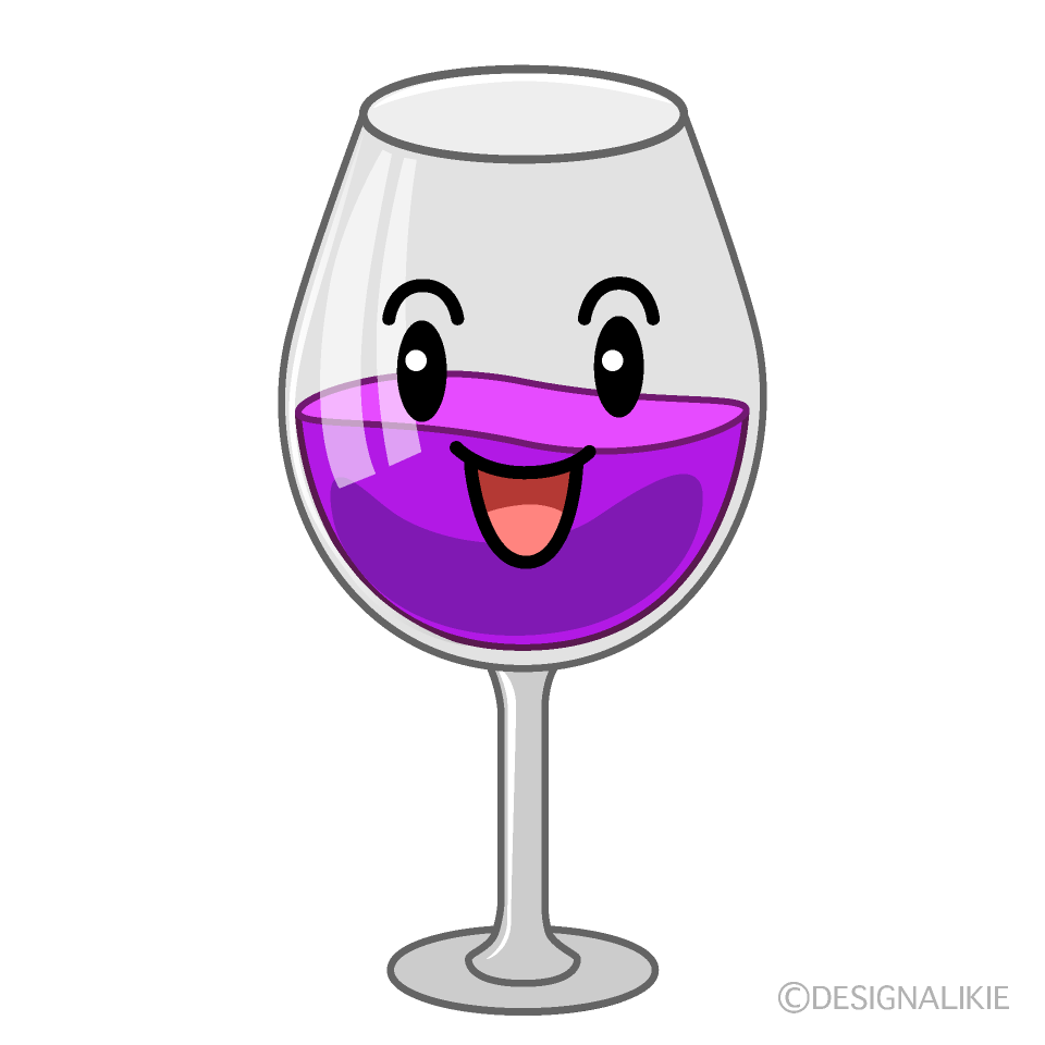 かわいい笑顔のワイングラスイラスト