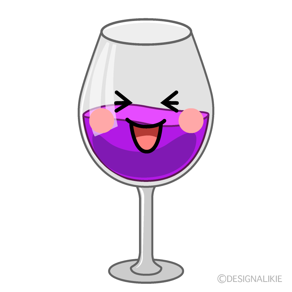かわいい笑うワイングラスイラスト