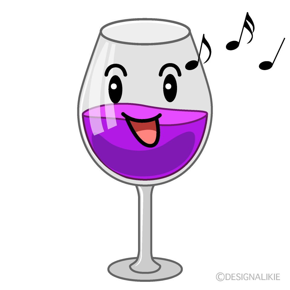 かわいい歌うワイングラスイラスト