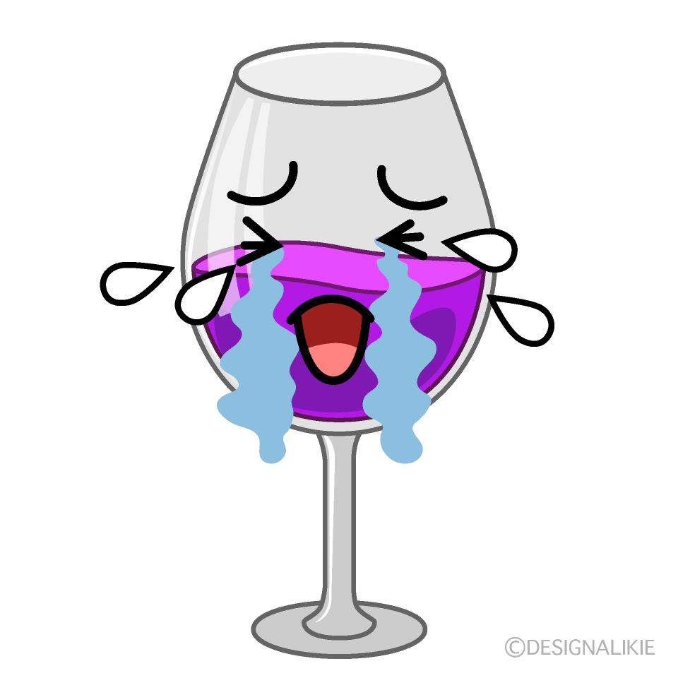 かわいい泣くワイングラスのイラスト素材 Illustcute