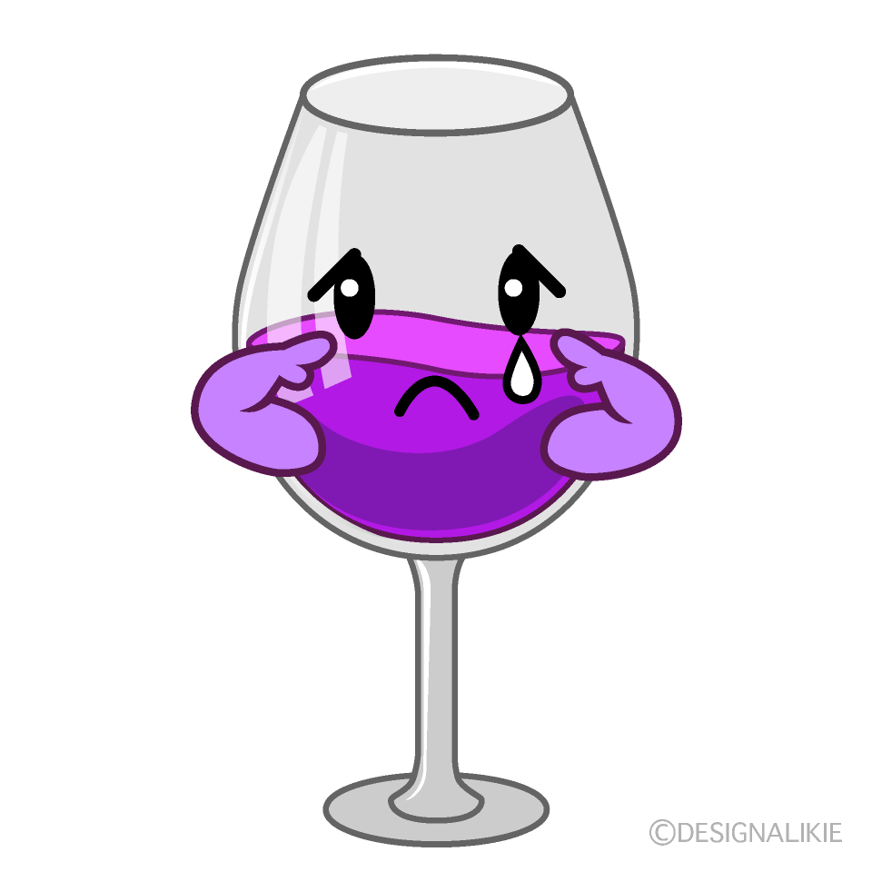 かわいい悲しいワイングラスイラスト