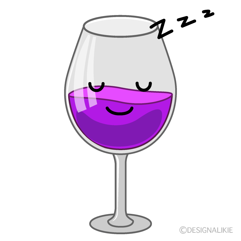 かわいい寝るワイングラスイラスト