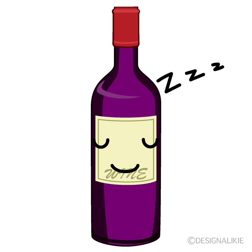 かわいい寝るワインボトルのイラスト素材 Illustcute