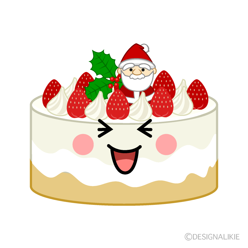 かわいい笑うクリスマスケーキイラスト