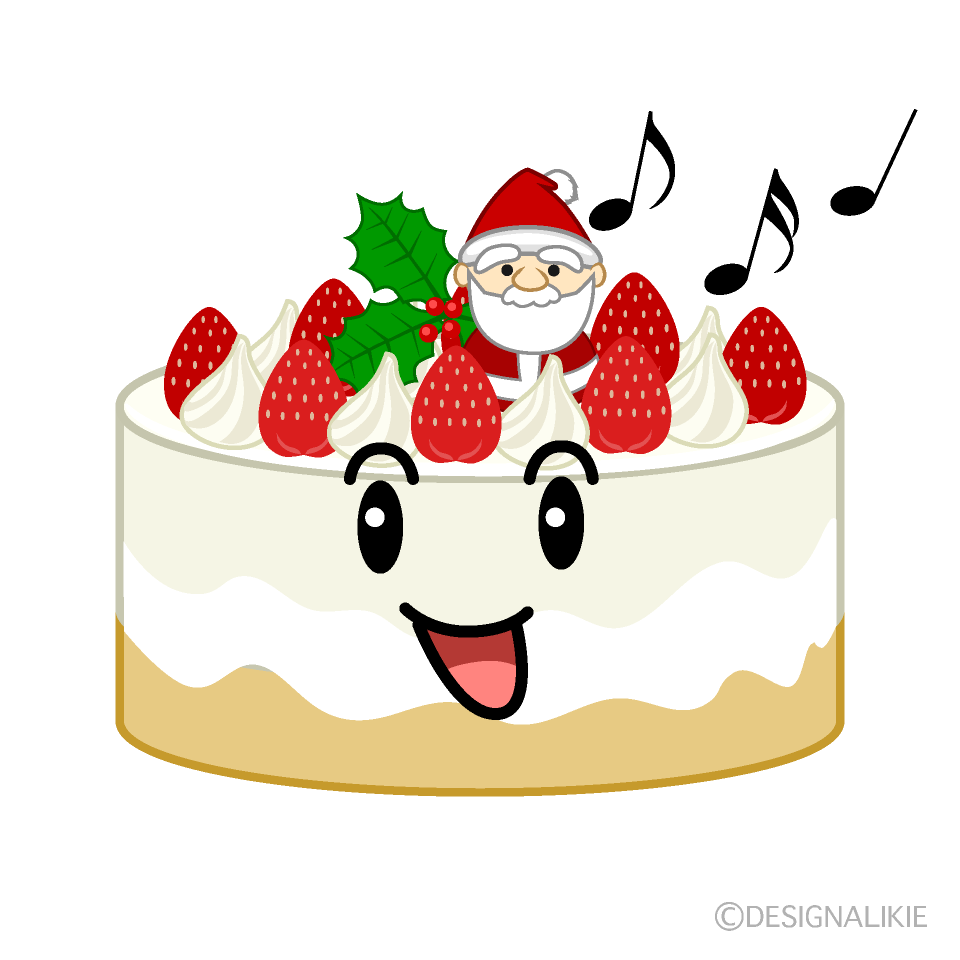 かわいい歌うクリスマスケーキイラスト