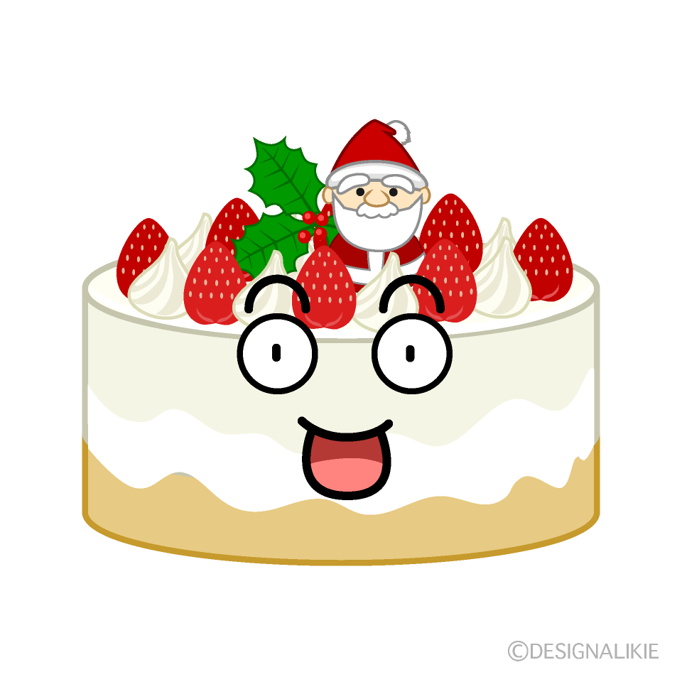 かわいい驚くクリスマスケーキのイラスト素材 Illustcute