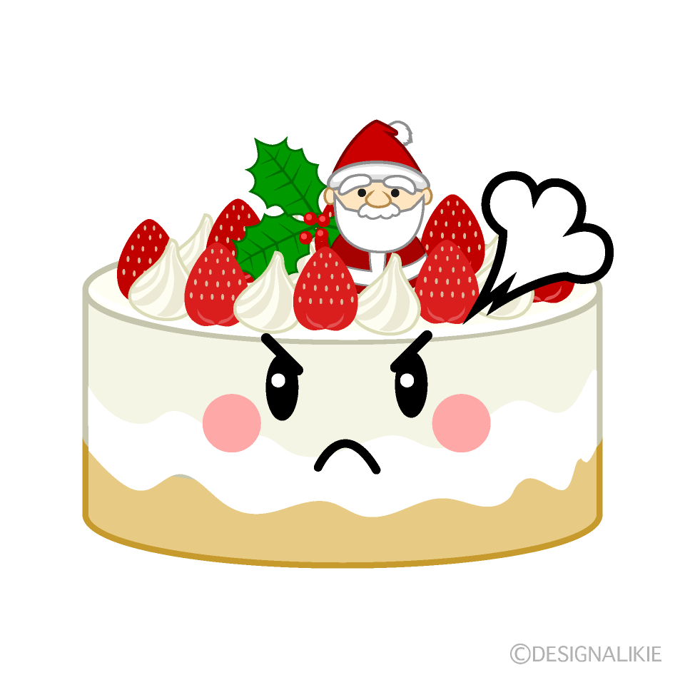 かわいい怒るクリスマスケーキイラスト