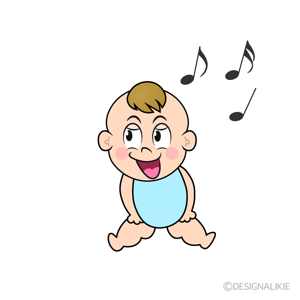 かわいい歌う男の子の赤ちゃんのイラスト素材 Illustcute